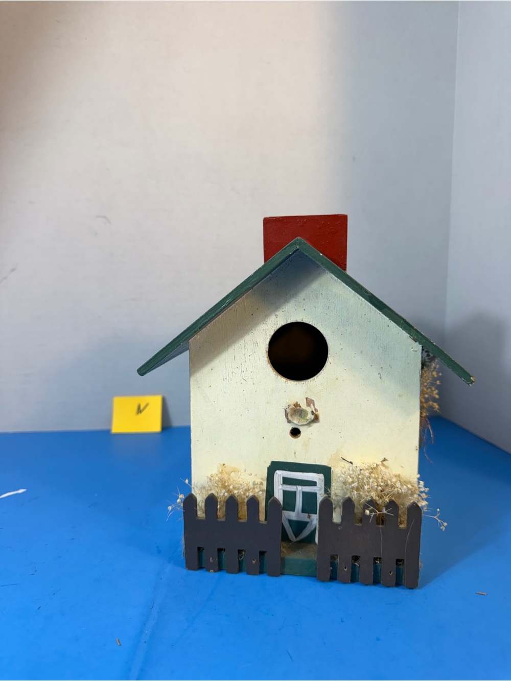 Classic Decorative Birdhouse in Cream, Green and Red